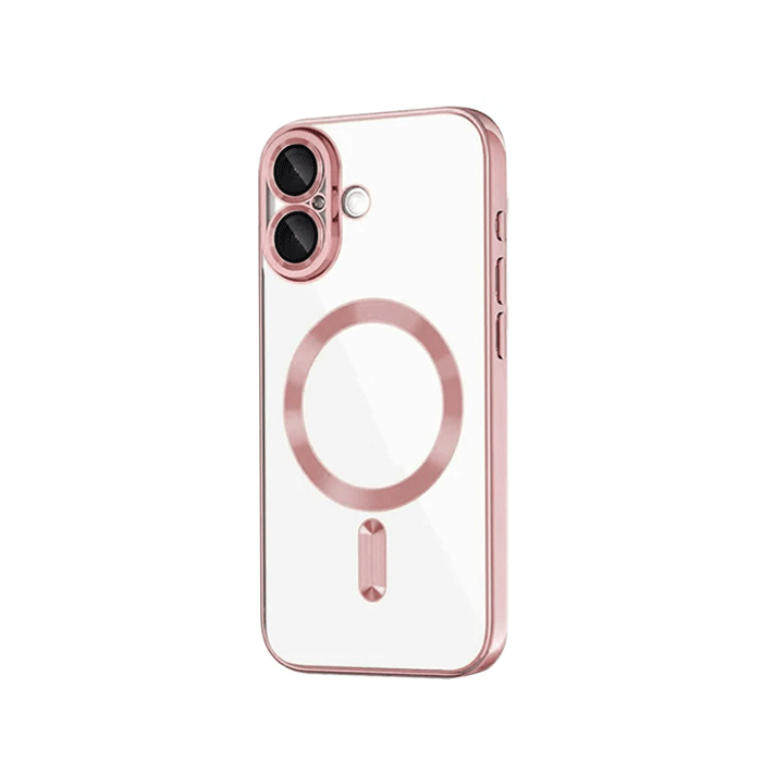Magsafe Back Cover / Μαγνητική Θήκη HQ Για Iphone 16 Με Τζαμάκι Κάμερας - Χρώμα : Χρυσό Ροζ