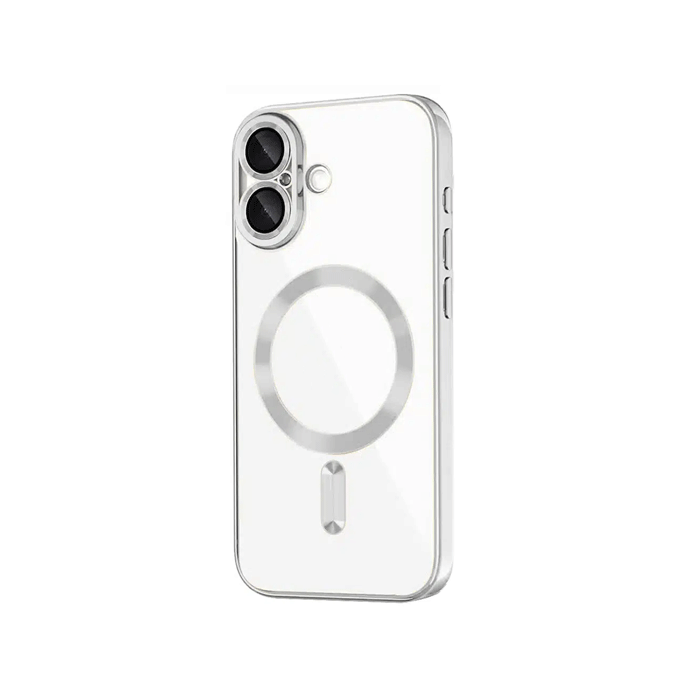 Magsafe Back Cover / Μαγνητική Θήκη HQ Για Iphone 16 Plus Με Τζαμάκι Κάμερας - Χρώμα : Ασημί