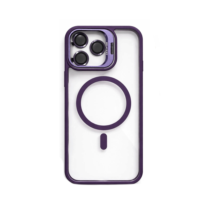 New Magsafe Back Cover / Μαγνητική Θήκη Με Τζαμάκι Κάμερας προστασίας και Βάση Για Iphone 12 / 12 Pro Με Τζαμάκι Κάμερας - Χρώμα : Μωβ