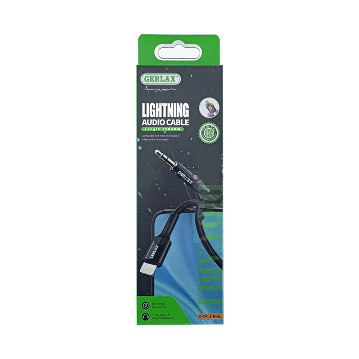 GERLAX GX-06L Καλώδιο Lightning To AUX 3.5mm Cable - Χρώμα: Μαύρο