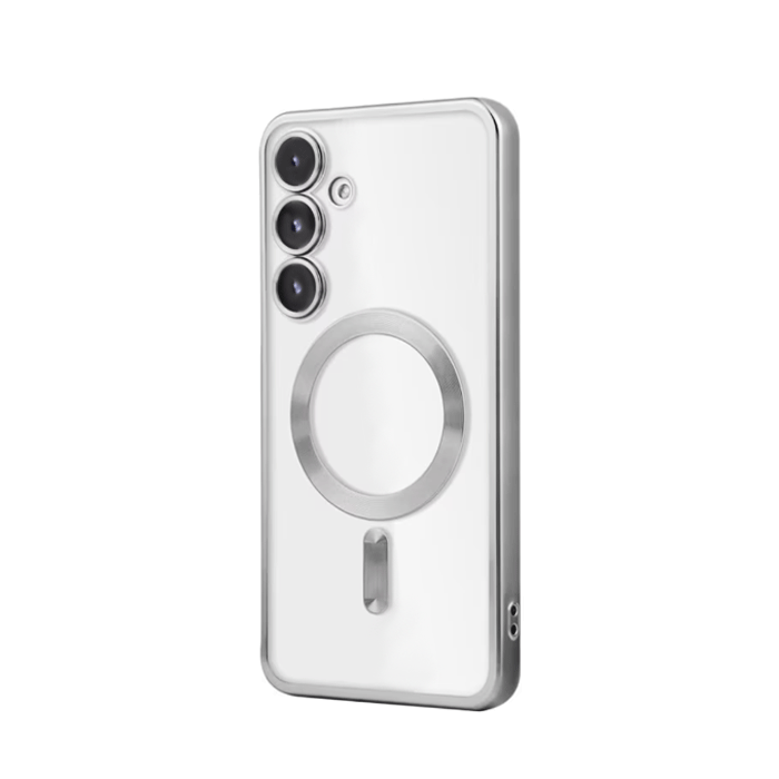 Magsafe Back Cover / Μαγνητική Θήκη HQ Για Samsung Galaxy S24 FE Με Τζαμάκι Κάμερας - Χρώμα : Ασημί