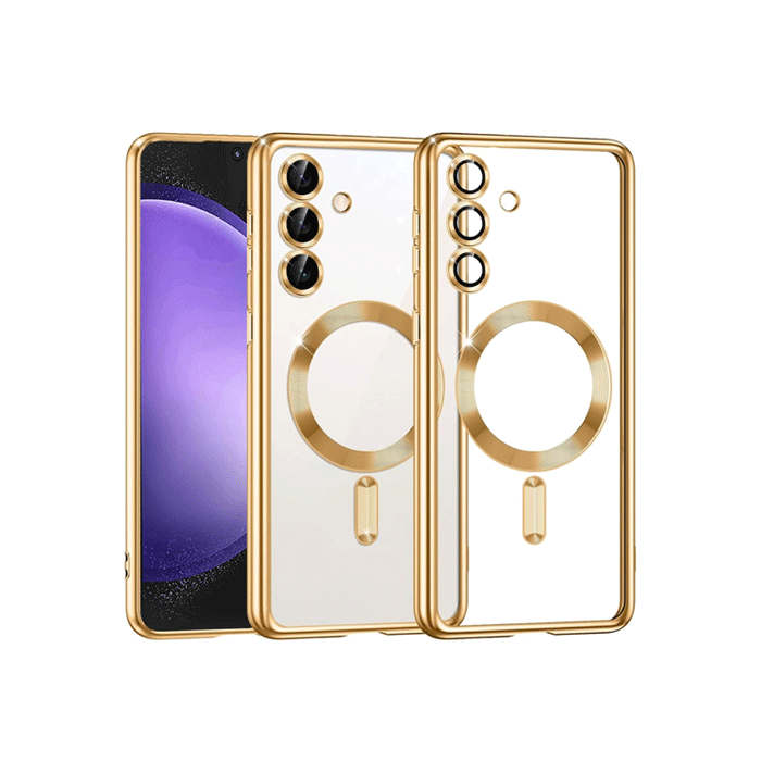 Magsafe Back Cover / Μαγνητική Θήκη HQ Για Samsung Galaxy S24 FE Με Τζαμάκι Κάμερας - Χρώμα : Χρυσό