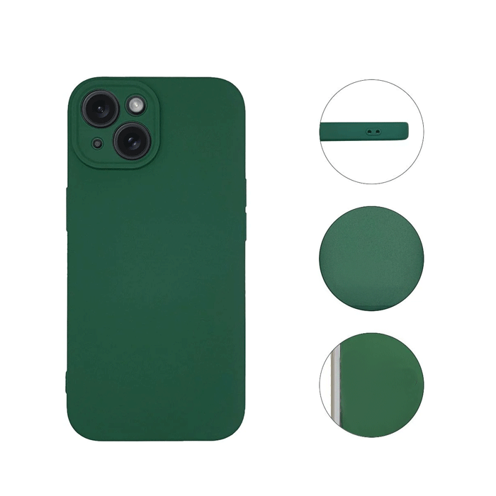 Θήκη Πλάτης Σιλικόνης Soft HQ Back Cover για IPhone 15 - Χρώμα : Σκούρο Πράσινο