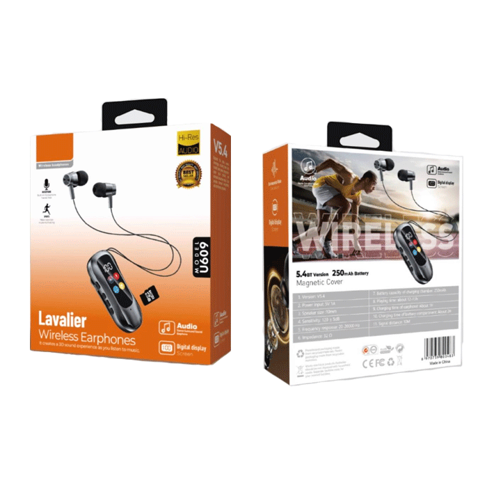 LAVALIER U609 Ασύρματα Ακουστικά Με Ψηφιακή οθόνη In-ear Bluetooth Handsfree Clip-On Earphone - Χρώμα: Μαύρο