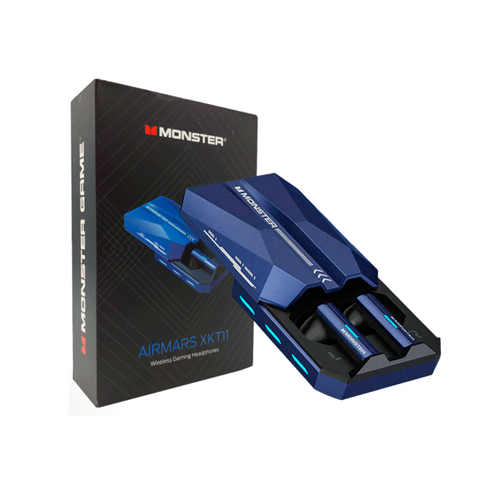 Monster XKT11 TWS Gaming Earbud High Quality Bluetooth Earphones Ακουστικά με Θήκη Φόρτισης - Χρώμα : Σκούρο Μπλε