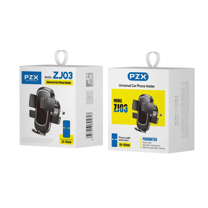 PZX ZJ03 Βάση Κινητού Αυτοκινήτου διάσταση πλάτους τηλεφώνου / Mobile Car Stand Width Dimension - Χρώμα: Μαύρο