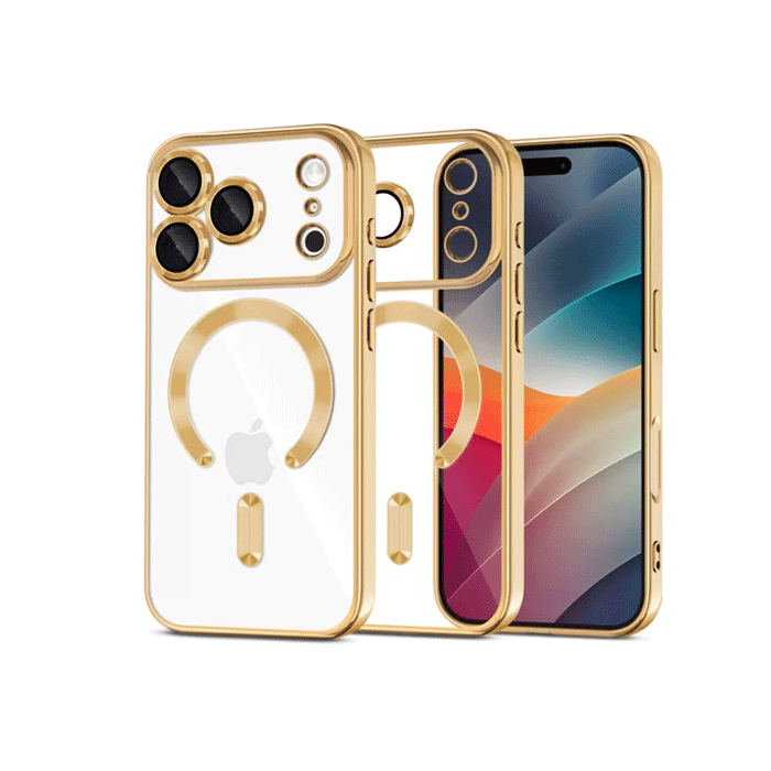 Magsafe Back Cover HQ For Iphone 17 Pro Max With Camera Lens - Color : Gold