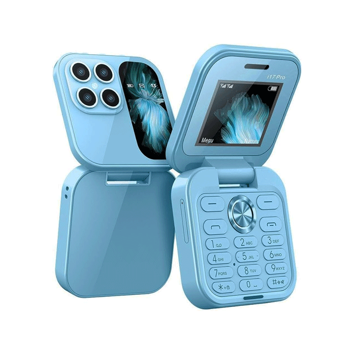 I17 Pro Mini Mobile Phone Foldable 2 SIM cards and with radio - Color : Blue