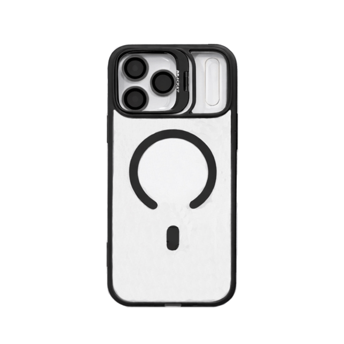 New Magsafe Back Cover For Iphone 16 Pro Max With Camera Lens and Stand - Color : Black