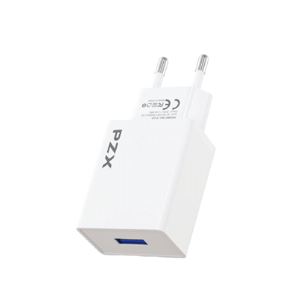 PZX P28 Charger With 1 Port USB 2.4A - Color: White