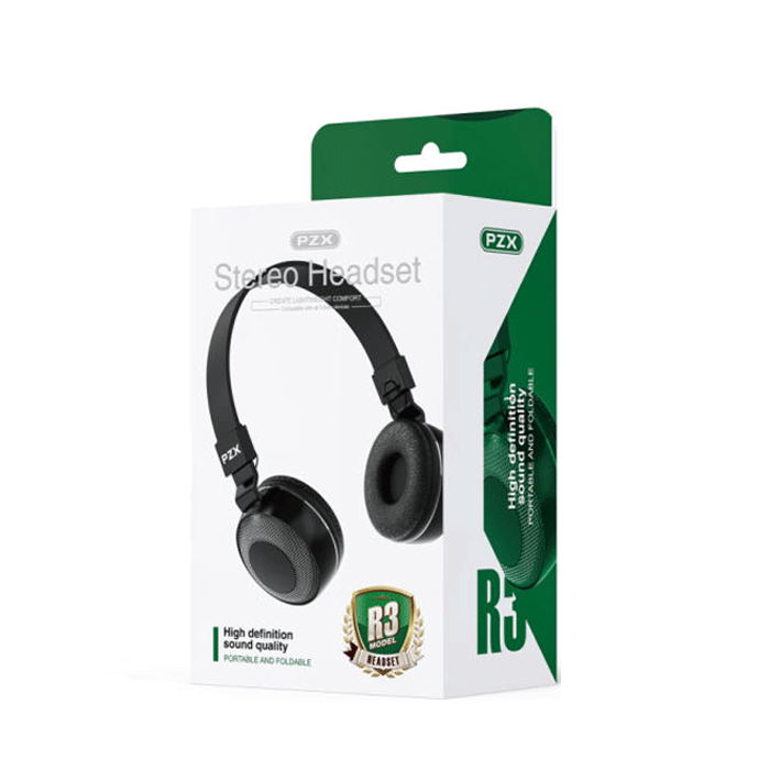 PZX R3 Wired Stereo Headphones 3.5mm - Color : Black